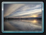 Inselsee Südteil von der Inselbrücke mit Sonnenuntergang