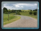 Straße nach Ulrichshusen. rechts geht es ab zur Kirchenruine von Domherrenhagen (ca. 500m)