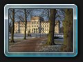 Schlossblick durch Bäume im Winter