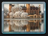 Spiegelschloss mit Reif, Blick über den Schweriner See
